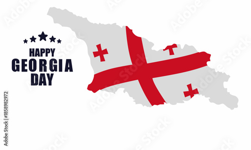 Flat Cartoon Background. Georgia Day, February 12th