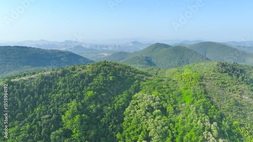Xuzhou Lali Mountain Scenic Area Rolling Hills And Forests 4K Aerial