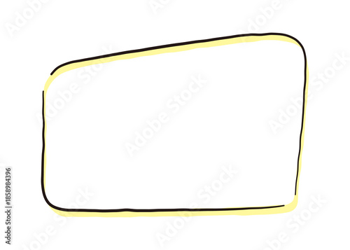 ペンで手描きされたシンプルで可愛い四角い吹き出しのイラスト素材