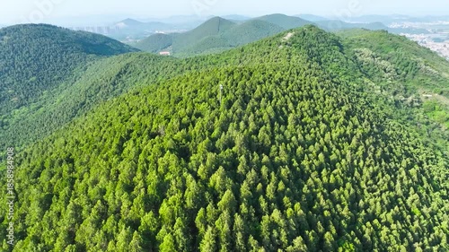 Xuzhou Lali Mountain Scenic Area Rolling Hills And Forests 4K Aerial