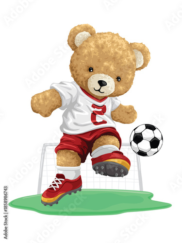 Soccer bear vector illustration goal action
