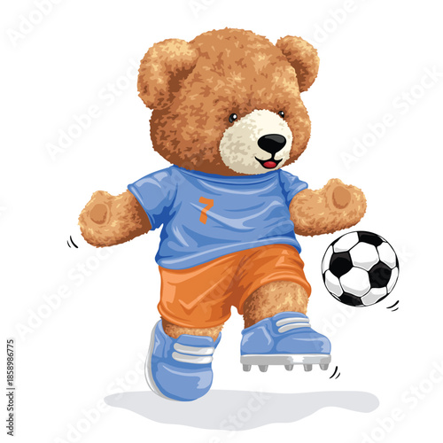 Bear with soccer ball vector illustration
