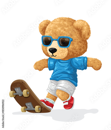 Cool bear vector illustration skateboarding
