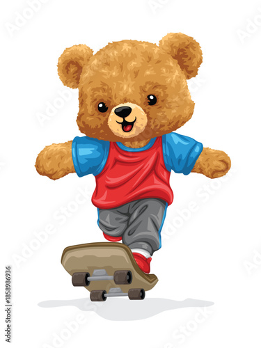 Vector illustration of bear skateboarding
