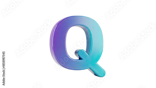 3D Letter Q with Gradient Blue and Purple