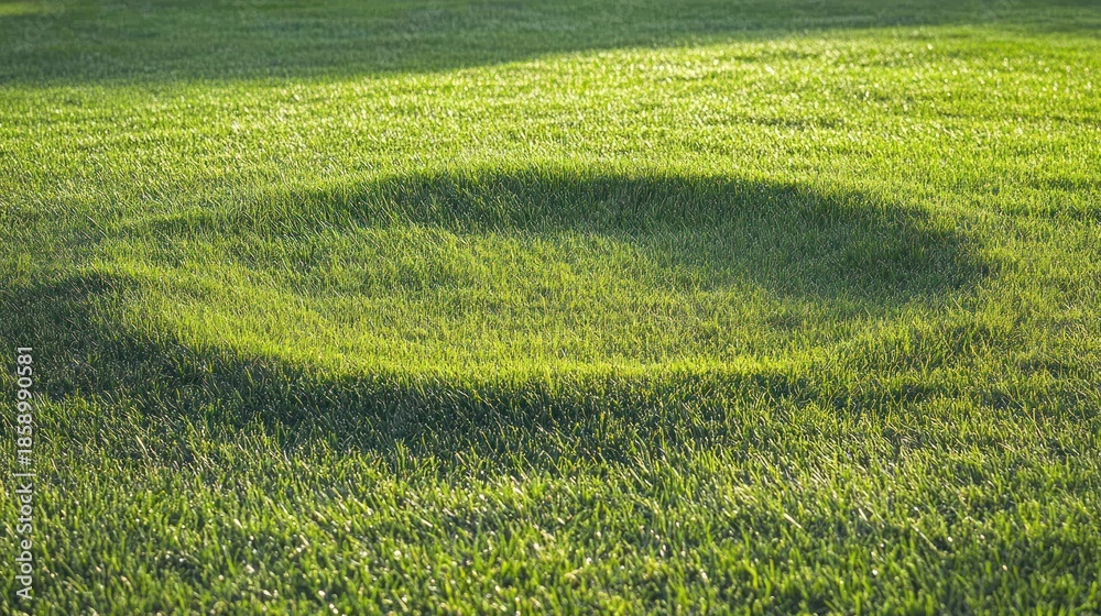 Obraz premium Green grass field with a curved depression. Use Nature background