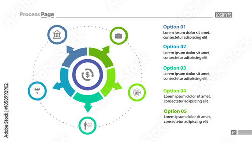 Five option circle chart slide template