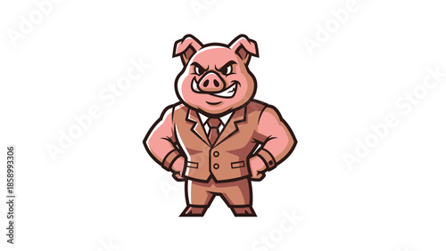 Cartoon business pig character in a suit.