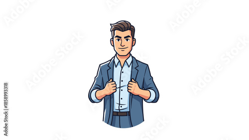 Confident Businessman Standing Proudly in Professional Attire.