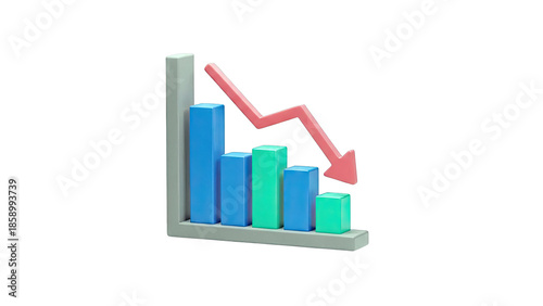 3D Bar Chart Showing Downward Trend with Red Arrow Free Download 3D Bar Chart Showing Downward Trend with Red Arrow - GFXLoad