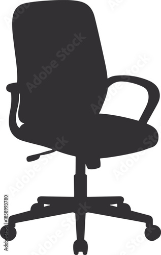 Office Chair Silhouette Ergonomic Swivel Seat Furniture Vector