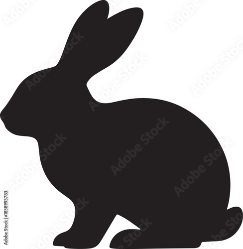Rabbit Silhouette Isolated Cute Bunny Animal Vector Illustration