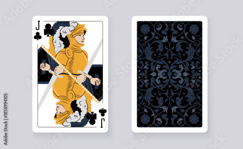 Vector illustration of the Jack of Clubs playing card. Elegant and classic design symbolizing royalty, luck, and card games, perfect for casino and entertainment projects.