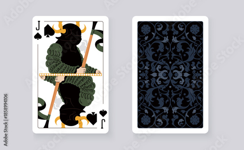 Vector illustration of the Jack of Spades playing card. Elegant and classic design symbolizing royalty, luck, and card games, perfect for casino and entertainment projects.