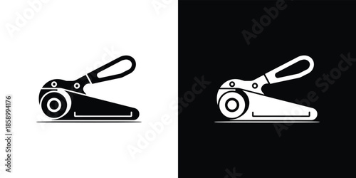 Two black and white planers on black background woodworking