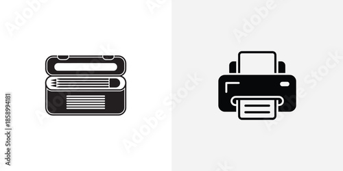 Two black and white printer side by side outline office