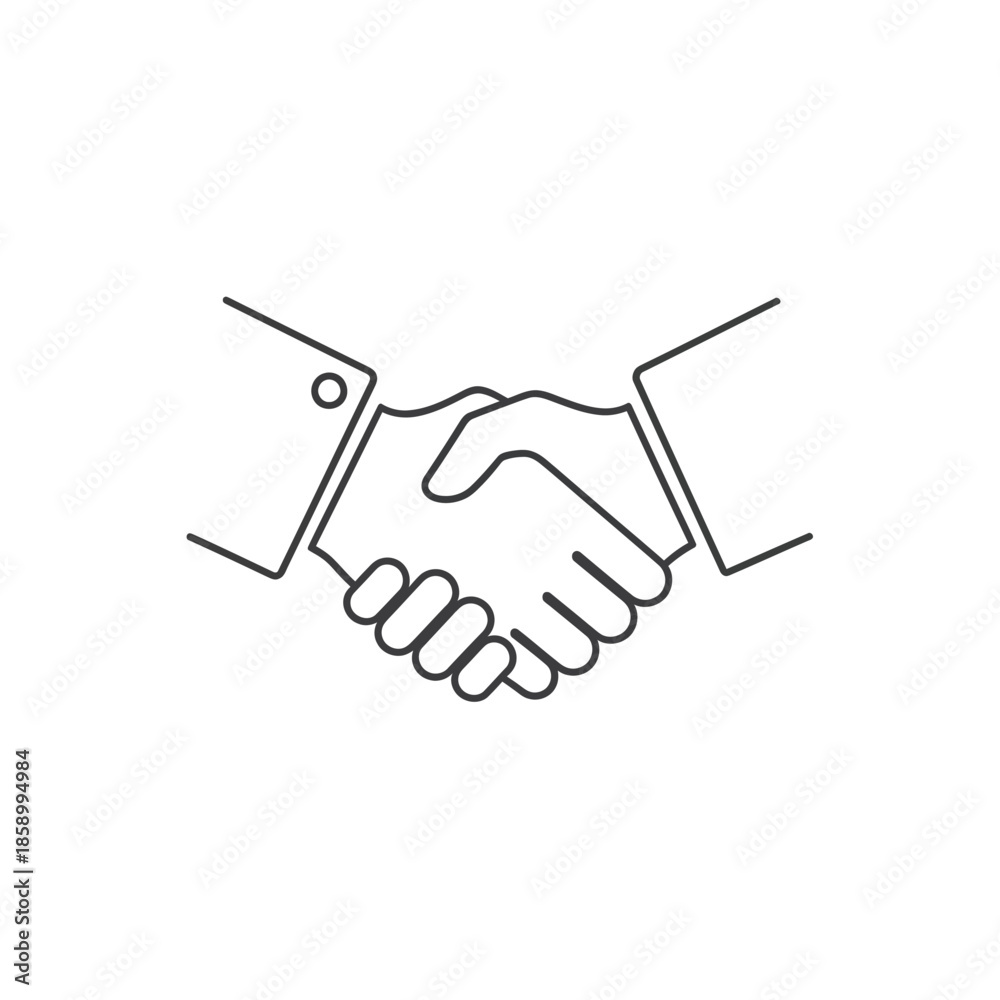 Fototapeta premium Business handshake icon, agreement and partnership symbol, clean line art