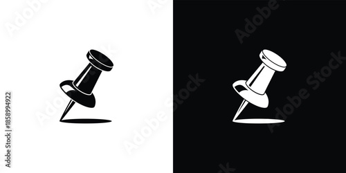 Two Push Pins on Black and White Background pushpin