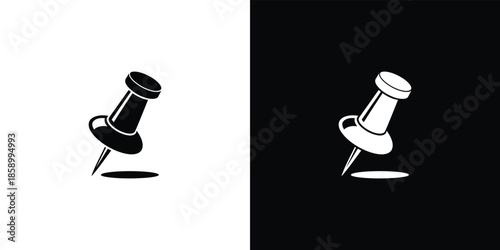 Two Push Pins on Black and White Background thumbtack 1
