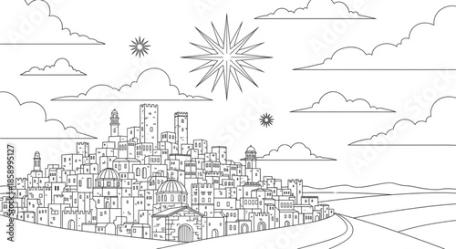 Medieval Tuscan Cityscape with Towers and Clouds for Travel, History, and Fantasy Projects