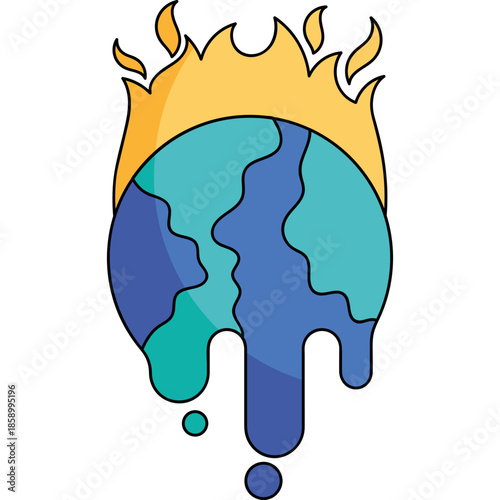 Melted Earth Global Warming Illustration