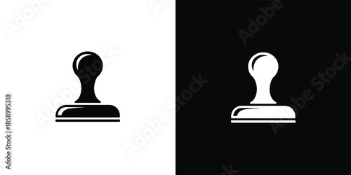 Two Rubber Stamps in Black and White on Different Backgrounds