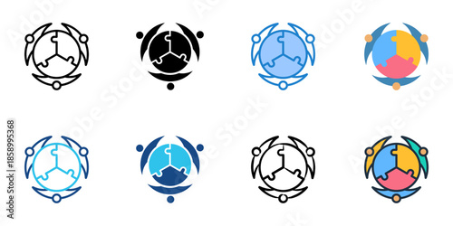 Organizational culture icons set multiple style collection. Editable stroke 
