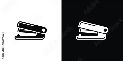 Two Staplers in Black and White on Contrasting Backgrounds