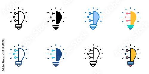 Technology solutions icons set multiple style collection. Editable stroke 
