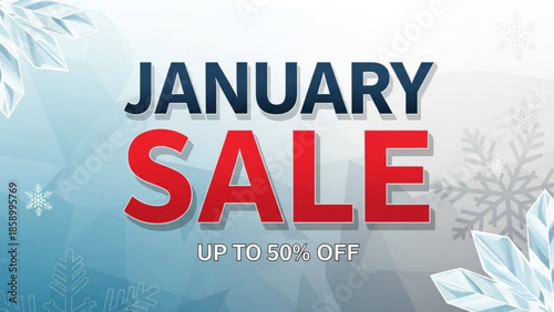 Winter Sale Promotion with Snowflakes and Discounts