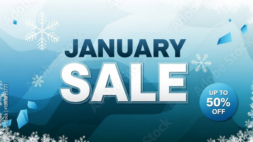 Winter sale promotion banner with snowflakes and discount offer