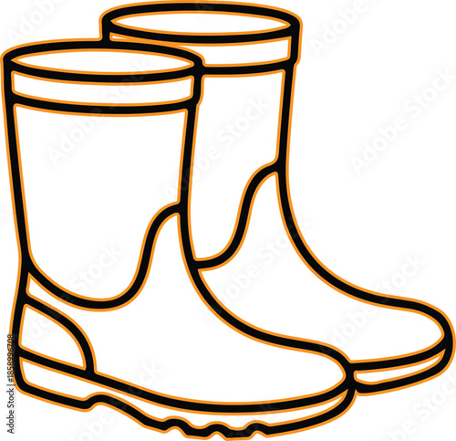 Pair of rubber boots on white background
