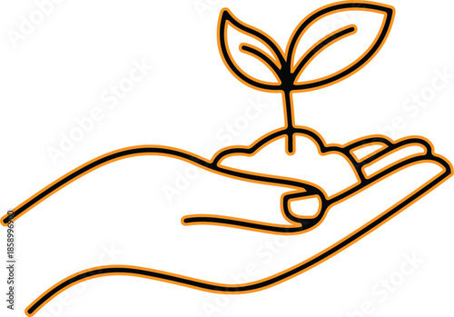 Nurturing a small plant in hand with care and protection