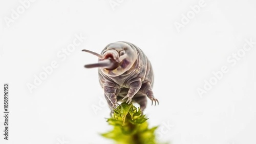 Extreme Close-up of a Tardigrade Water Bear on Moss Microscopic Creature.