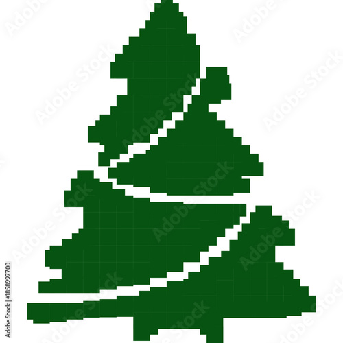 Pixel art Christmas tree illustrations in a cute and simple 8-bit style. Festive green trees with a retro pixel look, perfect for holiday decorations, digital stickers, posters, cards, social media gr