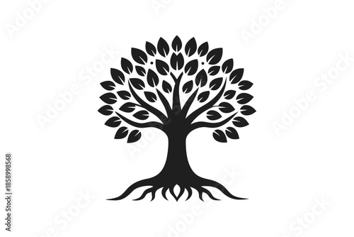 rounded canopy tree roots icon