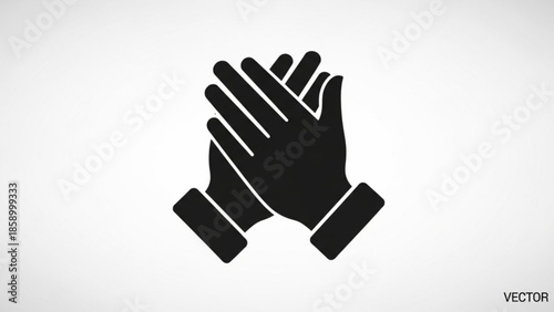 Clapping hands icon simple black silhouette representing applause or approval isolated on a white background for design use