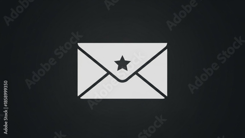 Envelope icon with a star symbol representing email communication and important messages flat design vector for digital use