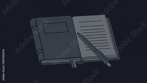 Open notebook with pen a blank page for writing or drawing simple illustration for journaling and note taking concepts