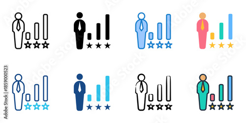 Training and development icons set multiple style collection. Editable stroke 
