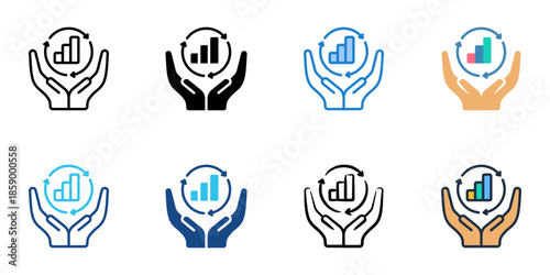 Performance management icons set multiple style collection. Editable stroke 
