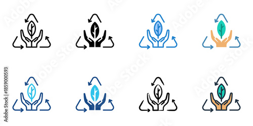 Sustainability consulting icons set multiple style collection. Editable stroke 

