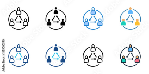 Stakeholder engagement icons set multiple style collection. Editable stroke 
