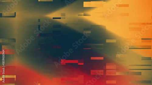 Wallpaper Mural Abstract glitch art with distorted pixel patterns in orange, yellow, and dark colors Torontodigital.ca