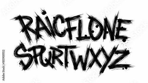 Dynamic brush stroke font with raw ink splatters and distressed grunge textures, creating an artistic hand-drawn whisked paint effect for bold design