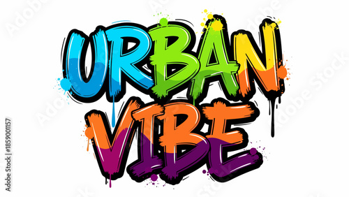 Urban Vibe Graffiti Art Illustration with Vibrant Colors and Dripping Paint Effect