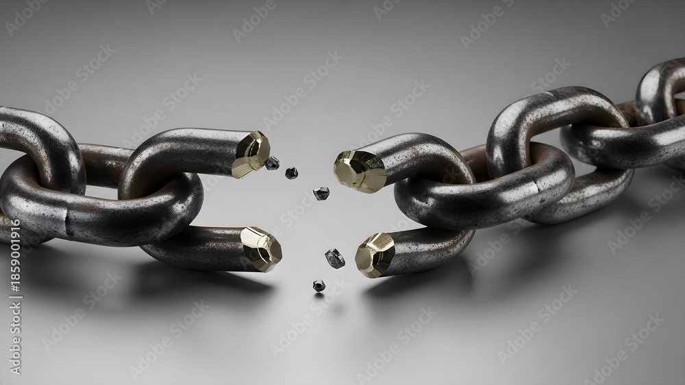 Obraz premium Broken Chain Link Representing Process Failure and Weak Systems