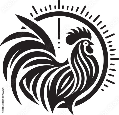 Rooster, symbol of 2017 on the Chinese calendar. Vector illustration