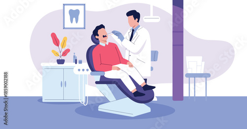 Professional Dentist Performing a Thorough Oral Examination on a Seated Patient
