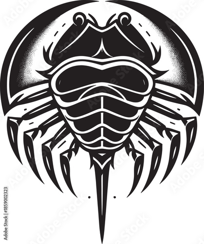 Lobster in the form of a shield. Vector illustration
